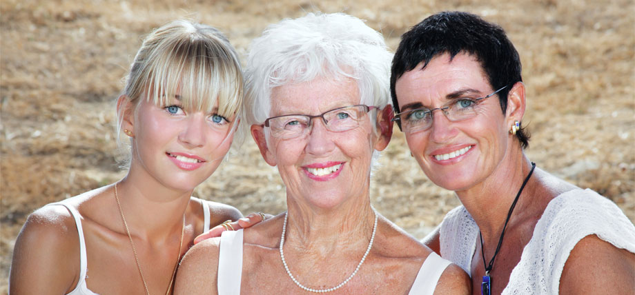 Three women at various stages of their lifetime.